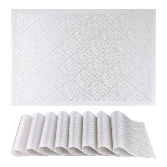 Placemats Set of 6 Plastic Placemats for Dining Table Decor Washable Kitchen Table Mat with Fish Scale Pattern Silver 17.7*11.8inch