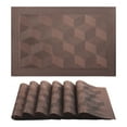 thumbnail image 1 of Placemats Set of 6 Plastic Placemats for Dining Table Decor Washable Kitchen Table Mat with Quadrangular Pattern Coffee 17.7*11.8inch, 1 of 6