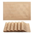 thumbnail image 1 of Placemats Set of 6 Plastic Placemats for Dining Table Decor Washable Kitchen Table Mat with Quadrangular Pattern Gold 17.7*11.8inch, 1 of 6