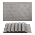 thumbnail image 1 of Placemats Set of 6 Plastic Placemats for Dining Table Decor Washable Kitchen Table Mat with Quadrangular Pattern Silver-Gray 17.7*11.8inch, 1 of 6