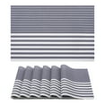 thumbnail image 1 of Placemats Set of 6 Plastic Placemats for Kitchen Dining Table Decor Table Placemats Wipeable Table Mat with Stripe Pattern Dark Blue 17.7*11.8inch, 1 of 6