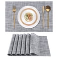thumbnail image 1 of Placemats Set of 6 Wipeable Washable Plastic Vinyl Woven Place Mats for Indoor/Outdoor Dining, Non-Slip Kitchen Table Mats Grey, 1 of 10