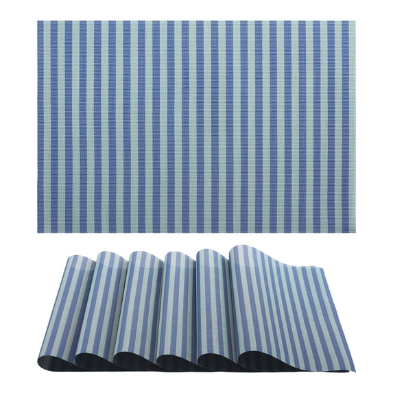 Placemats Set of 6 Woven Placemats for Dining Table Decor Indoor Washable Kitchen Table Mat Wipe Clean Blue 17.7*11.8inch