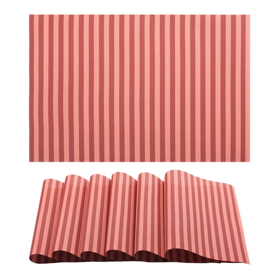 Placemats Set of 6 Woven Placemats for Dining Table Decor Indoor Washable Kitchen Table Mat Wipe Clean Red 17.7*11.8inch
