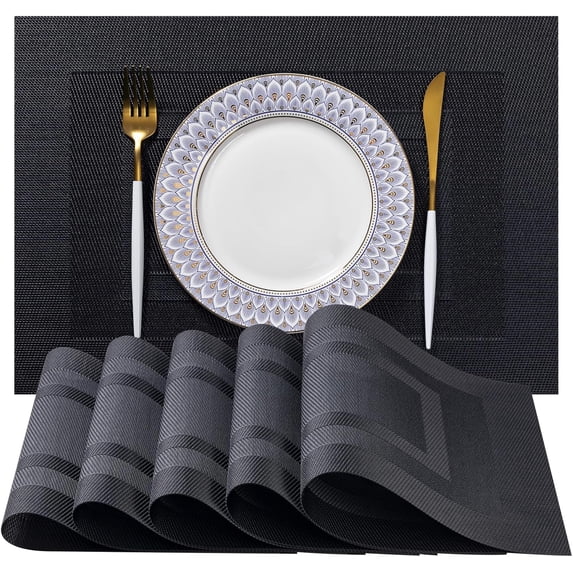 Placemats Set of 6 Woven Vinyl Dining Table Mats for Kitchen Indoor ...