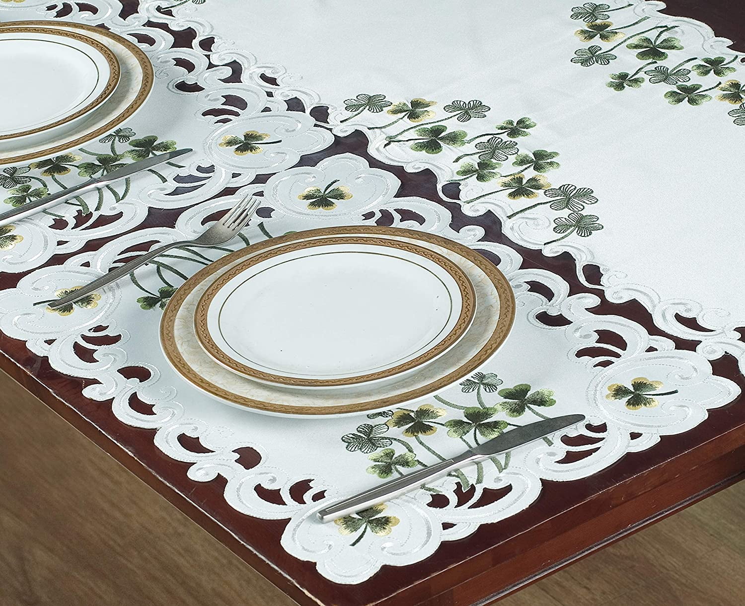 Decozen Placemats Set of 6 Polyester Dining Table, Ivory, 14"x20" Rectangle The Clem
