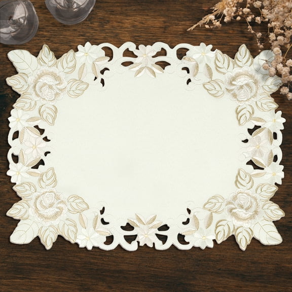 Placemats Set of 6 for Dining Table, Light Beige Table Linen, 14x20 inches Rectangle - The Dayse Collection - Home Decor