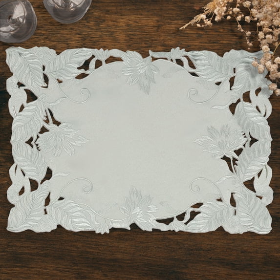 Placemats Set of 6 for Dining Table, Light Gray Table Linen, 14x20 inches Rectangle - The Corda Collection - Home Decor