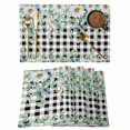 thumbnail image 1 of Placemats Set of 8, Green Eucalyptus Leaves Woven Placemat, Linen Place Mats for Kitchen/Dining Tables, Daisy Floral Washable Table Mats for Party, 1 of 8