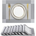 thumbnail image 1 of Placemats Set of 8 Washable Indoor/Outdoor Vinyl Place Mats for Dining Table PVC Weave Table Mats(Black/Transparent), 1 of 6