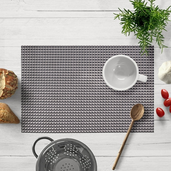 Decozen Placemats Set of 8 for Dining Table Placemats, Rectangular PVC Vinyl, 18"x12" - Black Brown