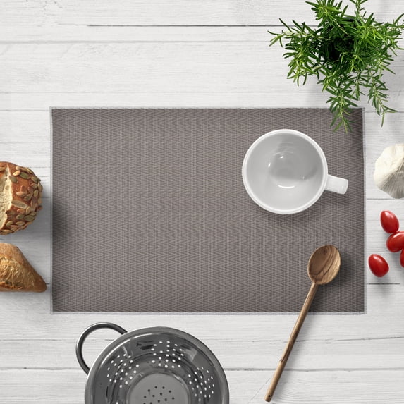 Placemats Set of 8 for Dining Table, Table Placemats, Rectangular PVC Vinyl, 18x12 Inches - Brown