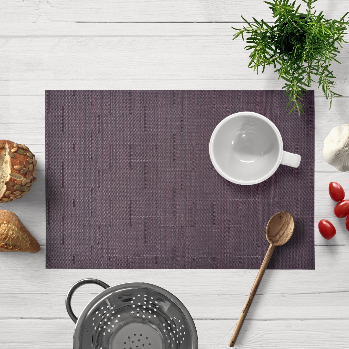 Burgundy PVC Vinyl Rectangular Placemats Set of 8