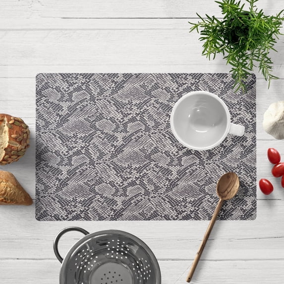 Placemats Set of 8 for Dining Table, Table Placemats, Rectangular PVC Vinyl, 18x12 Inches - Gray