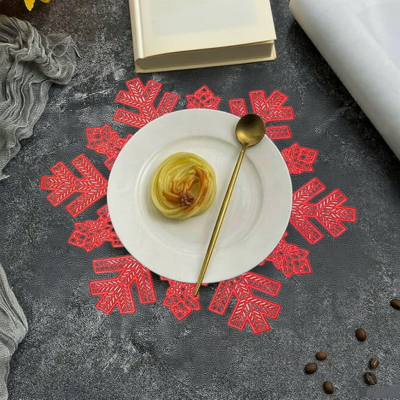 Placemats Snowflake Hollow Out Design Functional Mat For Dining Table Durable Non-Slip For Wedding Party Holiday Christmas Decorations Table Placemats