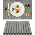 thumbnail image 1 of Placemats Table Mats Washable Indoor/Outdoor Woven Vinyl Placemats 12 PCS Heat-Resistant Non-Slip Placemat for Kitchen Dining Table (12x18 Inches, Black-Gray), 1 of 6