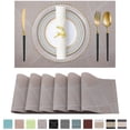thumbnail image 1 of Placemats, Vinyl Woven Place Mats for Kitchen Table Indoor/Outdoor, Washable Wipeable Dining Beige Geometric Placemats Set of 6, 12x18 Inch, 1 of 6