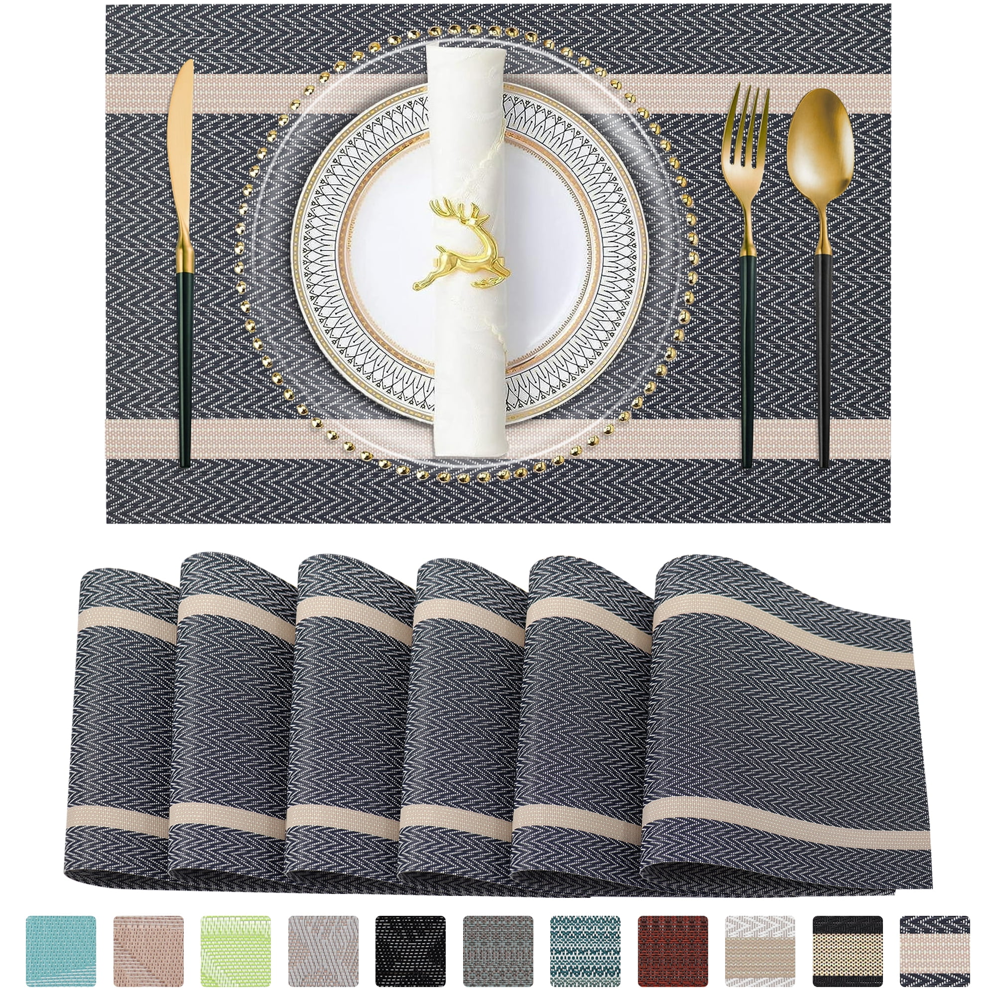Placemats, Woven Cross Weave Place Mats for Dining Table Mats, PVC ...