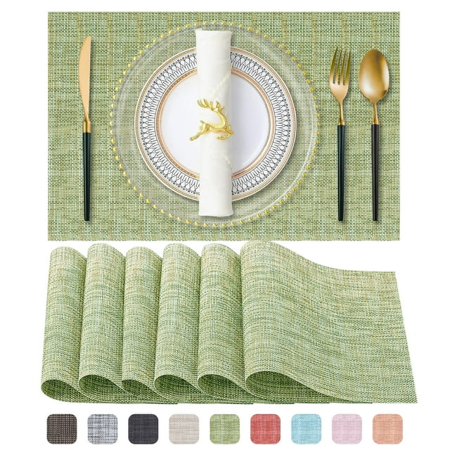 Placemats, Vinyl Woven Place Mats for Kitchen Table Indoor/Outdoor, Washable Wipeable Dining