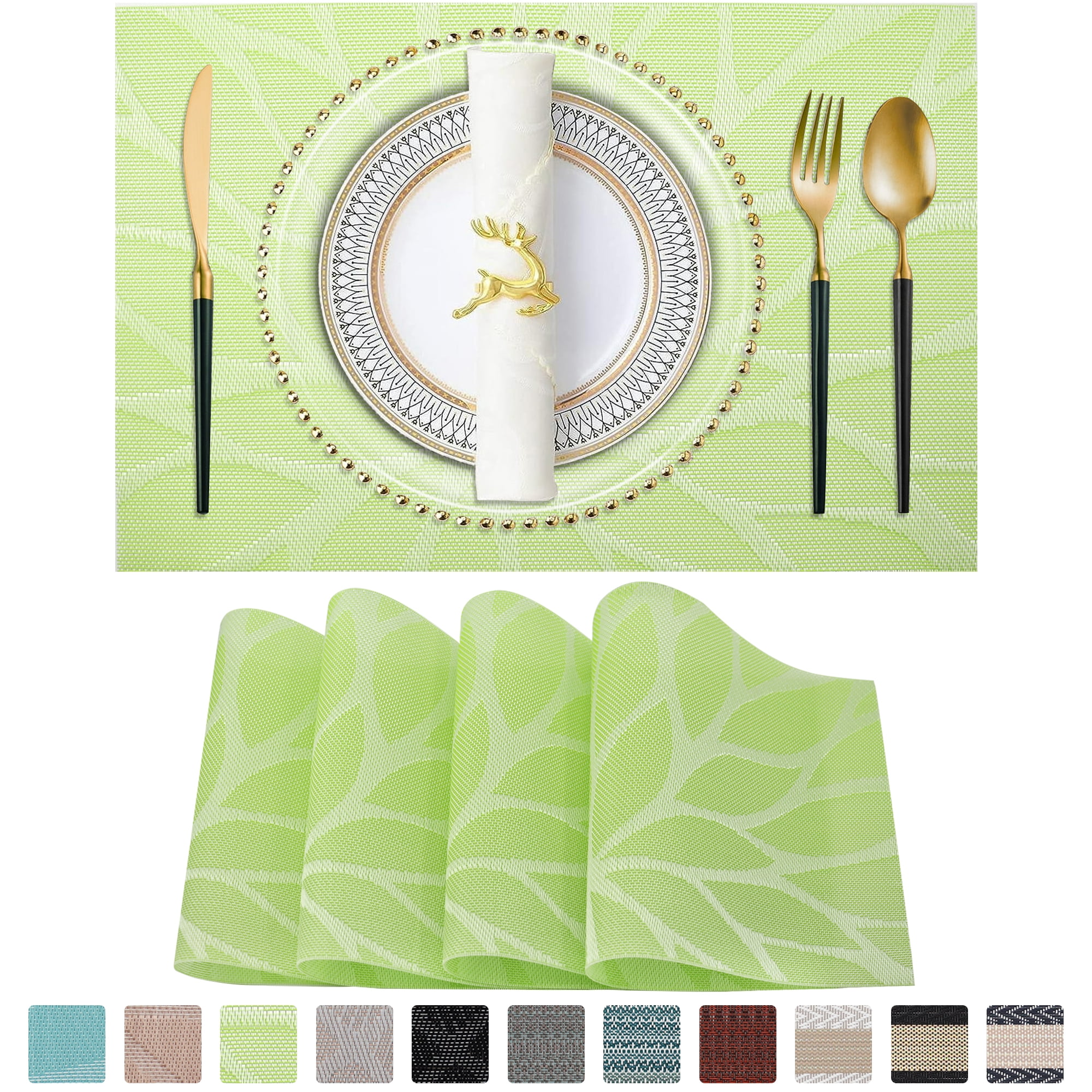 Placemats, Vinyl Woven Place Mats for Kitchen Table Indoor/Outdoor