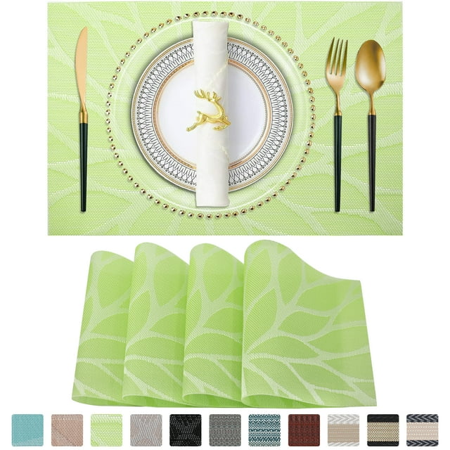 Placemats, Vinyl Woven Place Mats for Kitchen Table Indoor/Outdoor, Washable Wipeable Dining