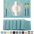 thumbnail image 1 of Evlmd Placemats, Woven Cross Weave Place Mats for Dining Table Mats, PVC Vinyl Kitchen Mat, Light Blue Sunflowers Placemats Set of 6, 12x18 Inch, 1 of 6
