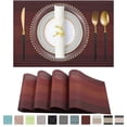 thumbnail image 1 of Placemats, Woven Cross Weave Place Mats for Dining Table Mats, PVC Vinyl Kitchen Mat, Red Gradient Placemats Set of 4, 12x18 Inch, 1 of 7
