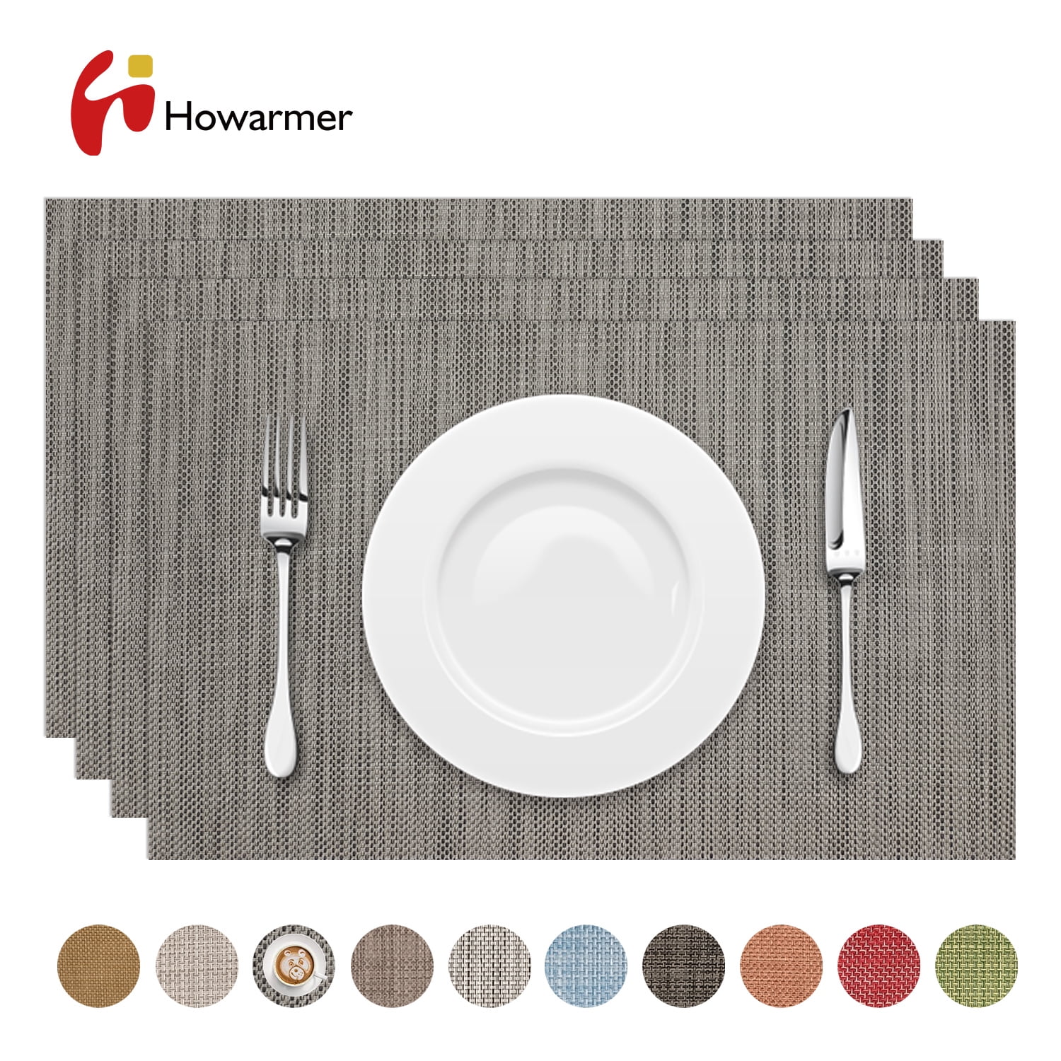 Modern Thick Solid Woven Cross Weave PVC Dining Table Placemats, 12x18 ...