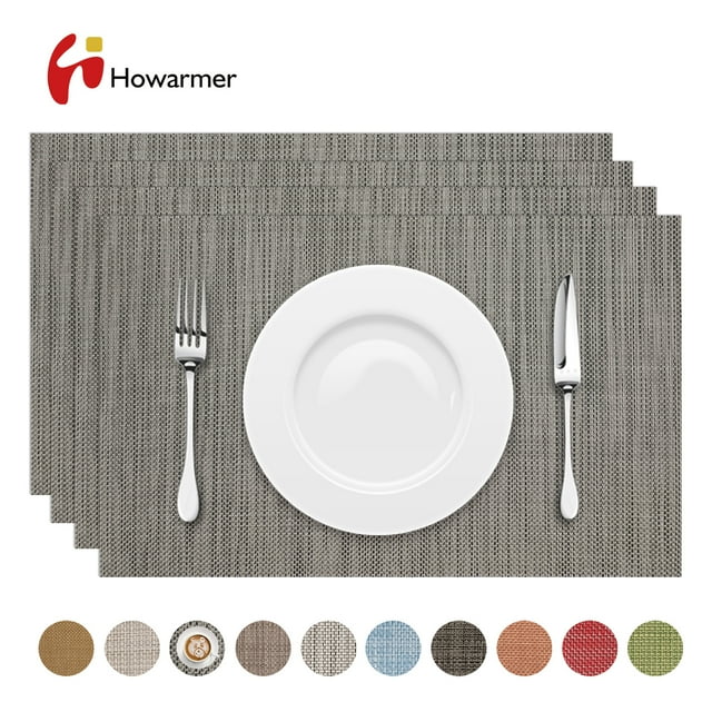 Modern Thick Solid Woven Cross Weave PVC Dining Table Placemats, 12x18