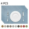 thumbnail image 1 of Astarin Placemats, Woven Cross Weave Placemat for Dining Table, PVC Vinyl Washable Kitchen Mat, Set of 4, 12x18 Inches, Blue, 1 of 7