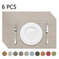 thumbnail image 1 of Astarin Placemats, Woven Crossweave Placemat for Dining Table, PVC, Vinyl Kitchen Mat, Set of 6, 12 x 18 Inches, Beige, 1 of 7