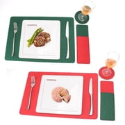 Placemats for Dining Table Set of 2 Place Mats and Coasters for Drinks - Place Mats for Kitchen Table with Coasters - Set of 3,red