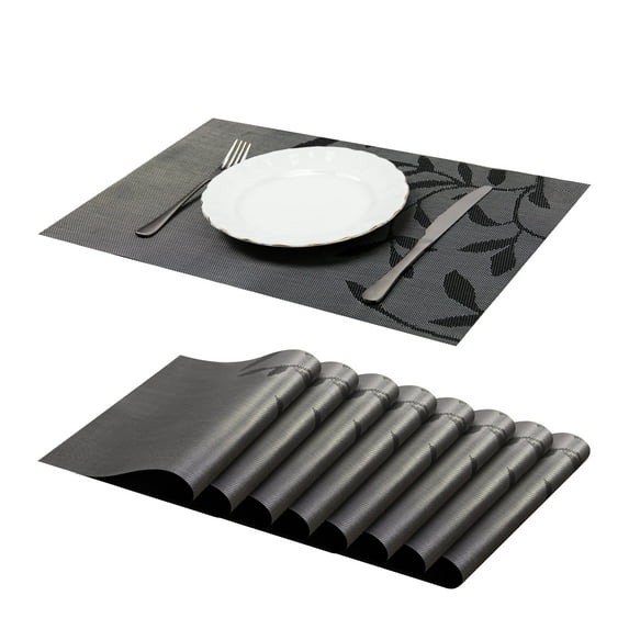 Placemats for Dining Table Set of 8 Washable PVC Heat Resistant Table Mats