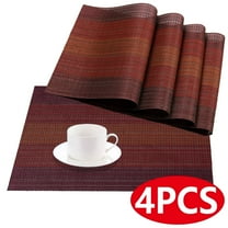 Placemats for Dining Table Washable PVC Table Mats Woven Vinyl Placemats Kitchen Decor, Sets of 4