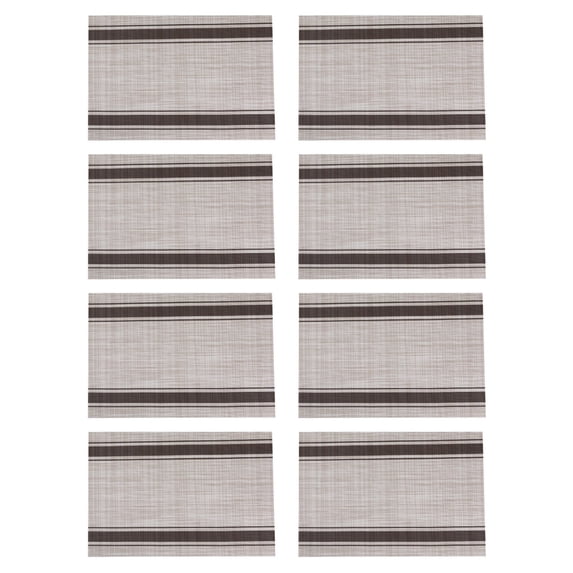 Placemats for Table 8 Pieces, Placemats for Table PVC, Stripe Rectangular Placemats Heat Resistant, Non-Slip and Stain Resistant, Washable