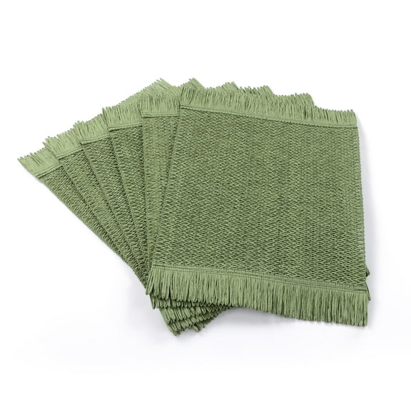 Placemats Set of 6, Tassel Paper Woven Braided Placemats 12x18 inch Aesthetic Natural Rustic Place Mats for Dinner Wedding Party Beach Farmhouse Table Decoration
