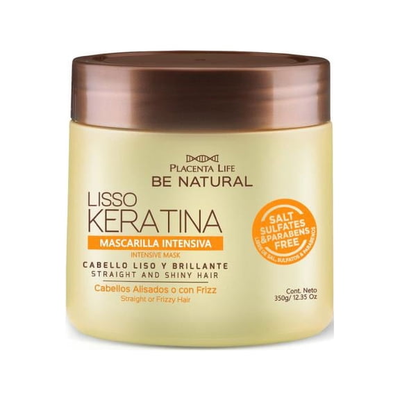 Placenta Life Be Natural Lisso Keratina Mask for a Straight and Shiny Hair-Hydrating- Nourishing  Keratin Mask  350 ml/11.83 fl.oz.