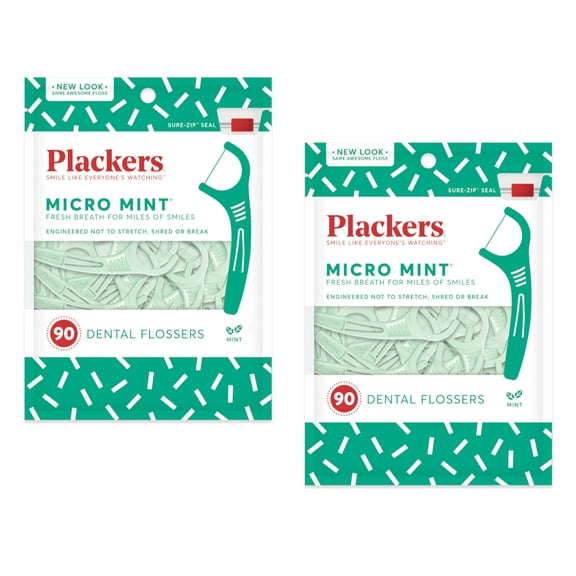 Plackers Dental Floss Freshens Breathe & Clean Feel Mint, 90 Ct, 2-Pack