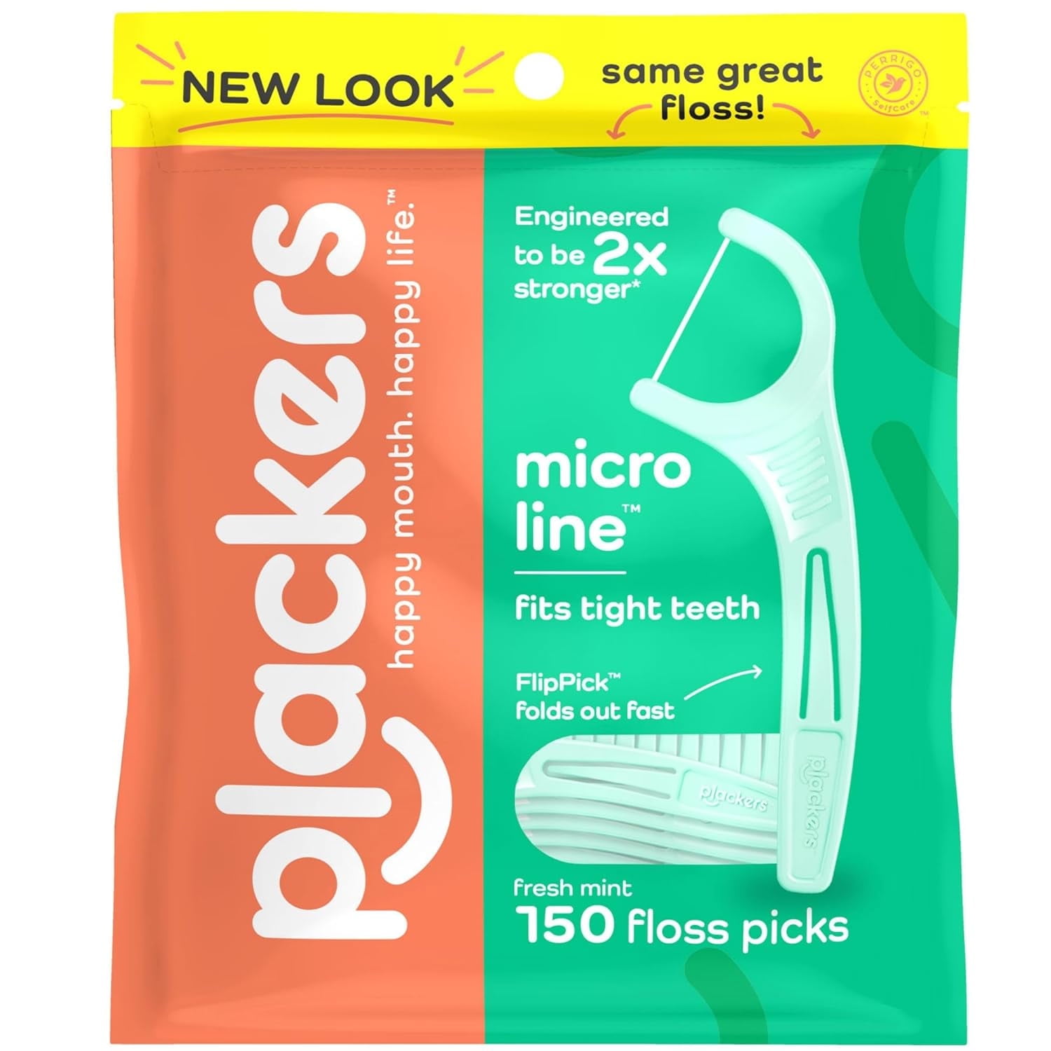 Plackers Dental Floss Picks Micro Mint, 150 Count - 4 Pack