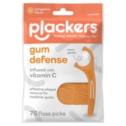 Plackers  Gum Defense Floss Picks with Vitamin C, Energizing Tangerine Flavor, GentleFloss, 75 Count