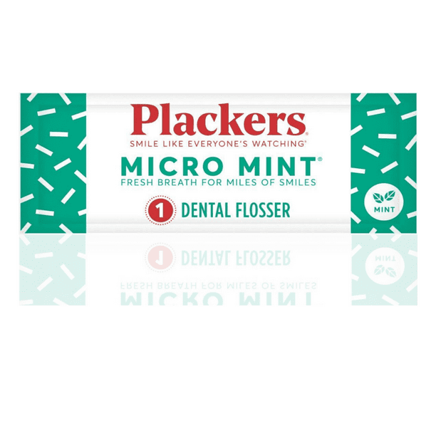 Plackers Individually Wrapped Micro Mint Dental Floss Picks, 60 Count
