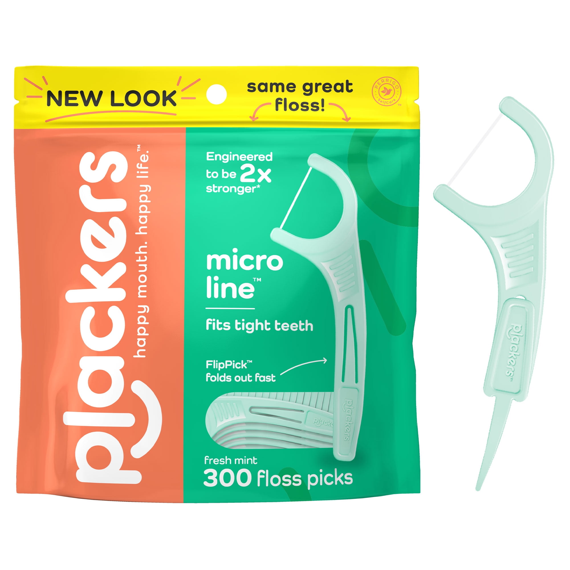 Plackers Micro Line Dental Floss Picks, FoldOut FlipPick, Tuffloss, Easy Storage with SureZip