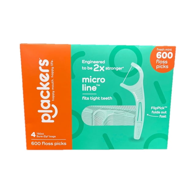 Plackers Micro Line Floss Picks, Fresh Mint (600 Count) - Walmart ...