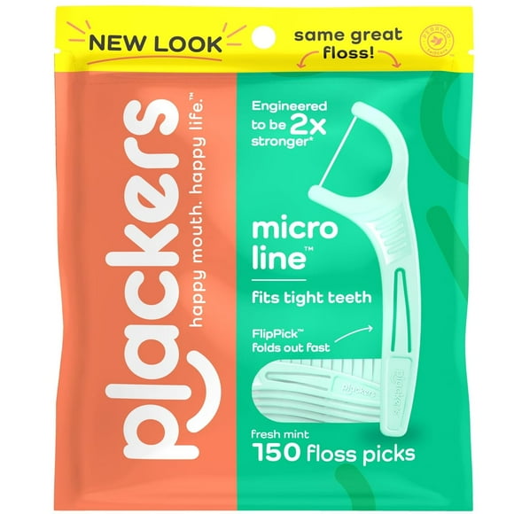 Plackers Micro Mint Dental Floss Picks 150 Count, 1 Ea..