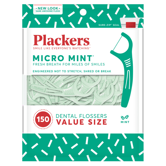 Plackers Micro Mint Dental Floss Picks, 150 Count - 2 Pack