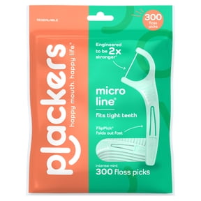Plackers Micro Mint Dental Floss Picks, Fresh Mint, 300 Count