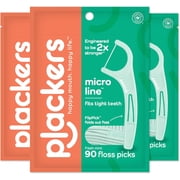 Plackers Micro Mint Dental Floss Picks, 90 Count, Pack of 3