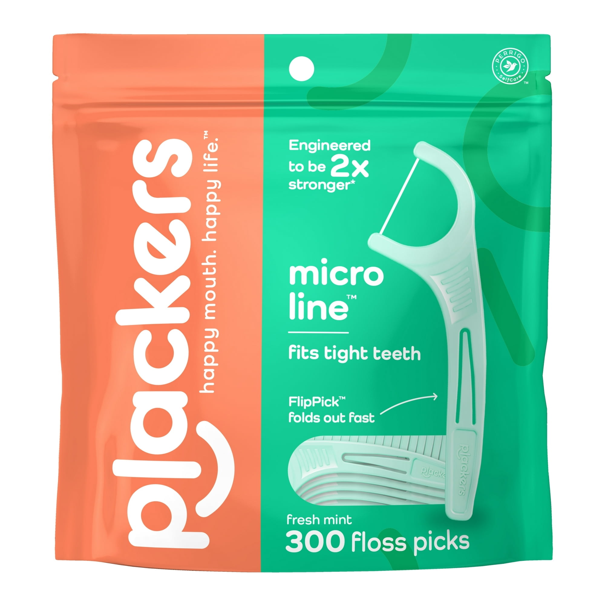 Plackers Micro Mint Dental Floss Picks, Fresh Mint, 300 Count