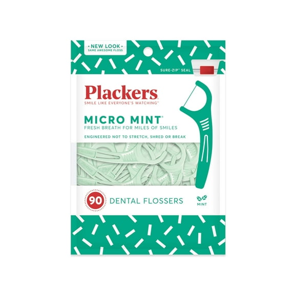 Plackers Micro Mint Protect & Freshens Breath Dental Pick 90 ct, 12-Pack