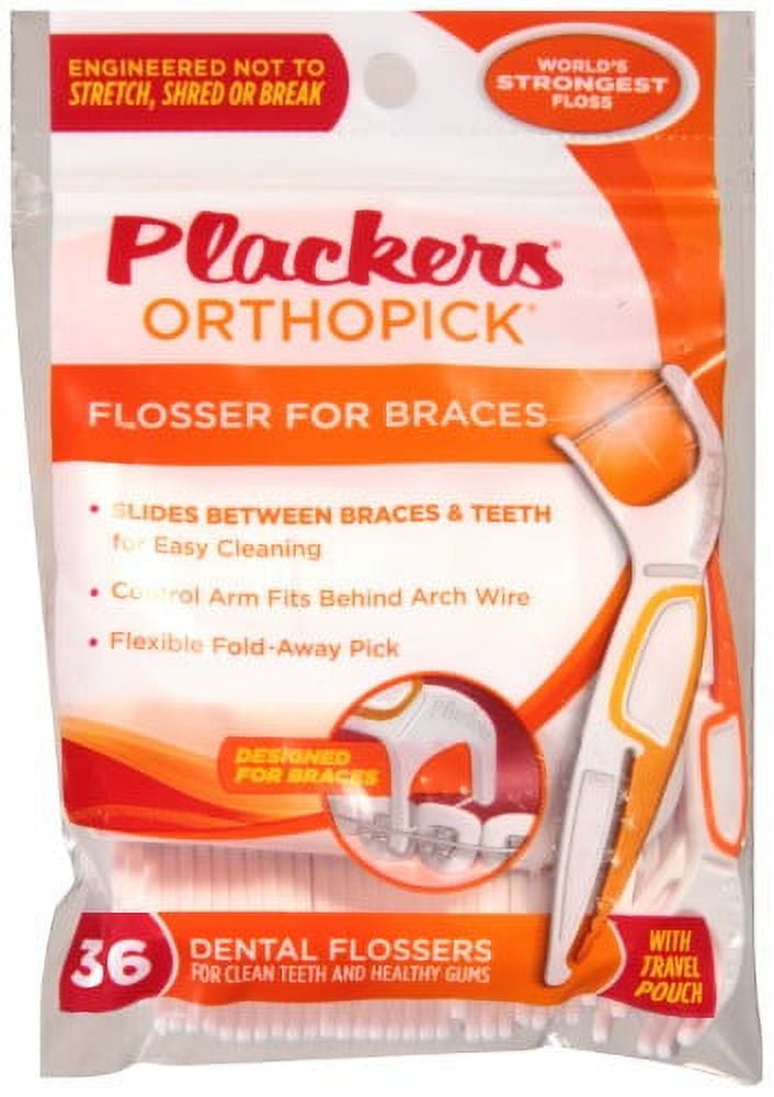 Plackers Orthopick Dental Floss Picks for Braces (Pack of 10)